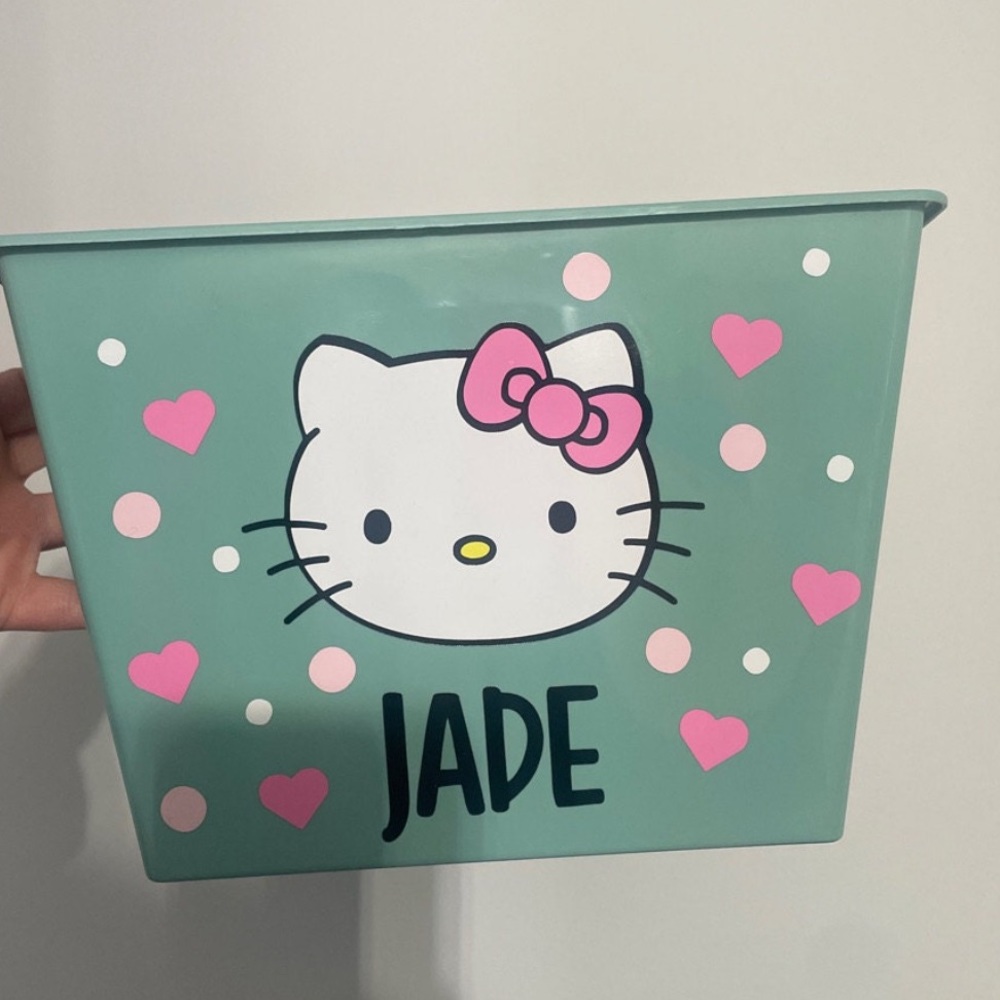 Personalized hello kitty cat toy storage! Perfect for any type of storage!